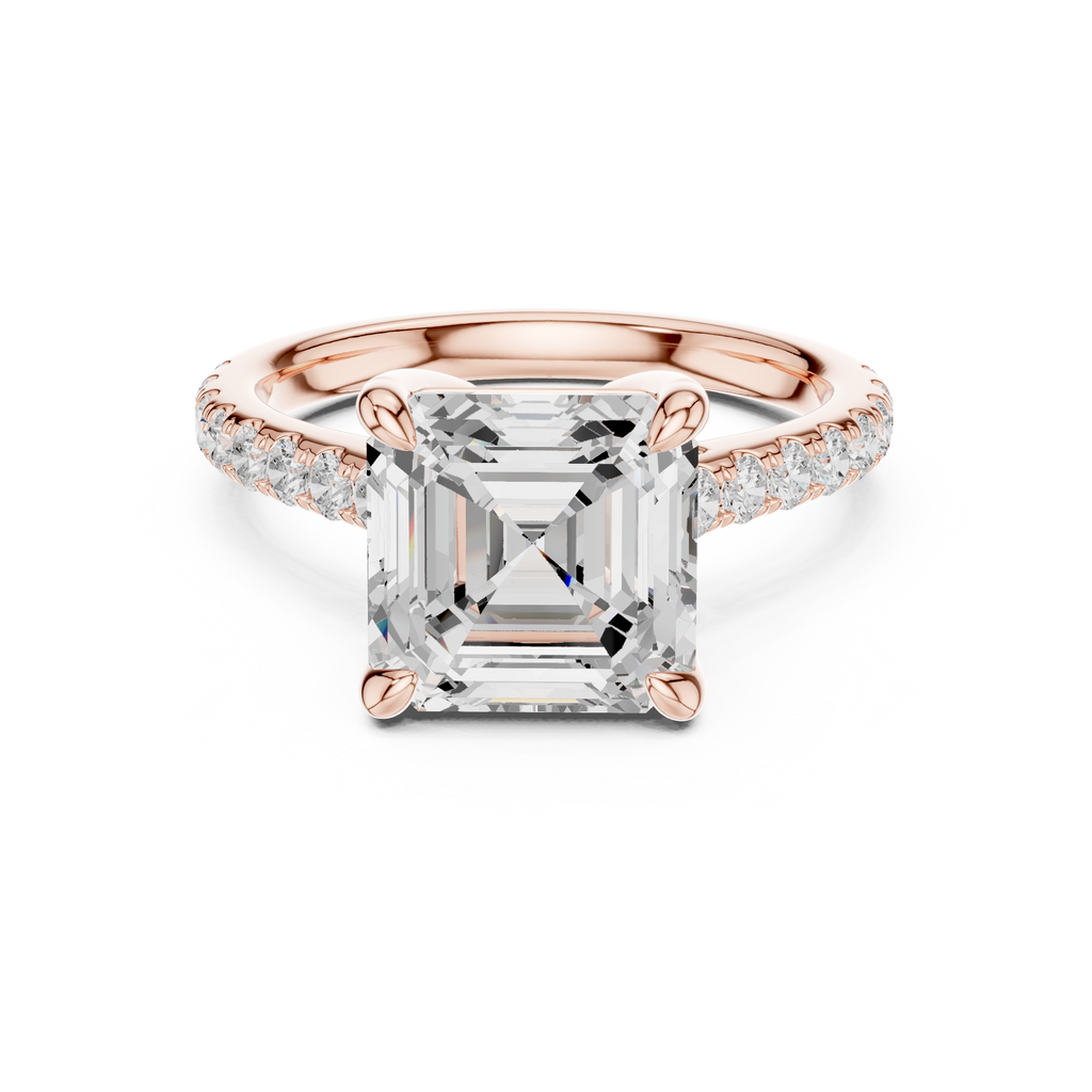 4.58 CT Asscher Cut Hidden Halo Diamond Engagement Ring
