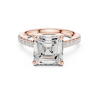 4.58 CT Asscher Cut Hidden Halo Diamond Engagement Ring