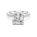 Asscher Cut Diamond Hidden Halo Cathedral Engagement Ring