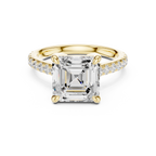 4.58 CT Asscher Cut Hidden Halo Diamond Engagement Ring
