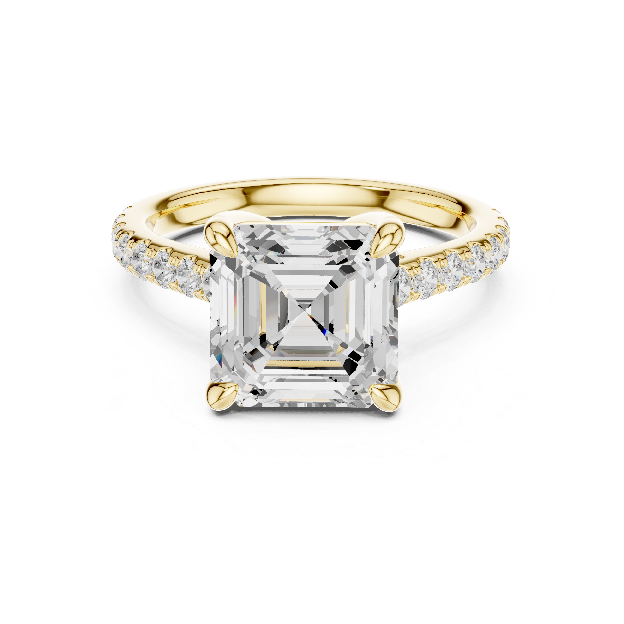 4.58 CT Asscher Cut Hidden Halo Diamond Engagement Ring