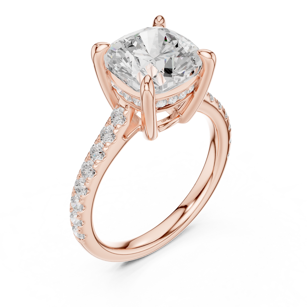 4.58 CT Cushion Cut Hidden Halo Diamond Engagement Ring