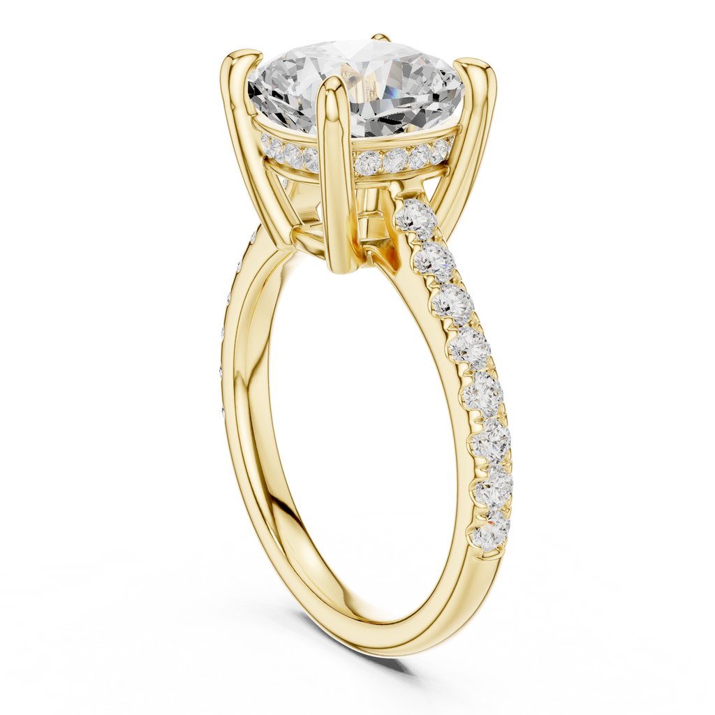 Cushion Cut Hidden Halo Diamond Engagement Ring