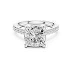 4.58 CT Cushion Cut Hidden Halo Diamond Engagement Ring