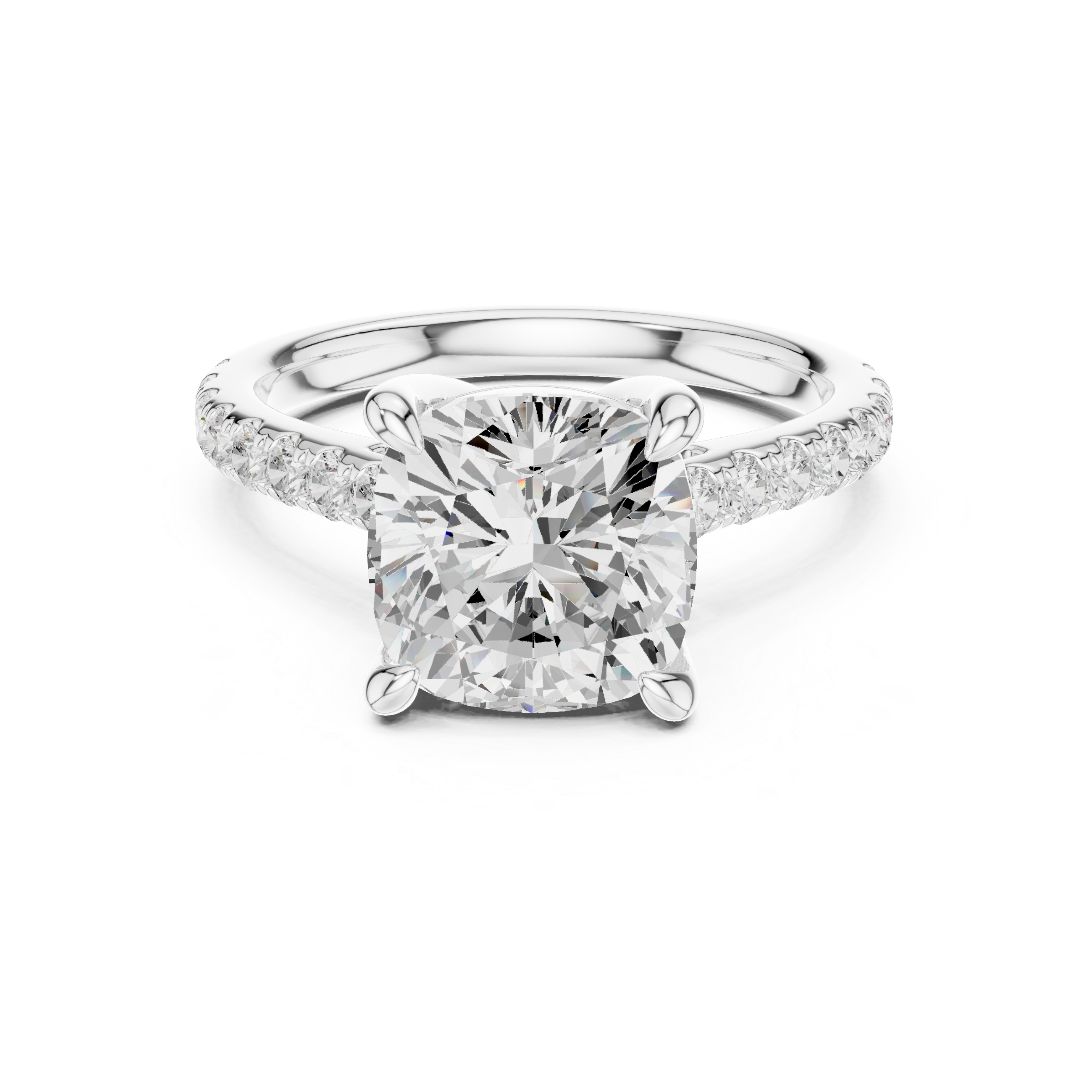 4.58 CT Cushion Cut Hidden Halo Diamond Engagement Ring