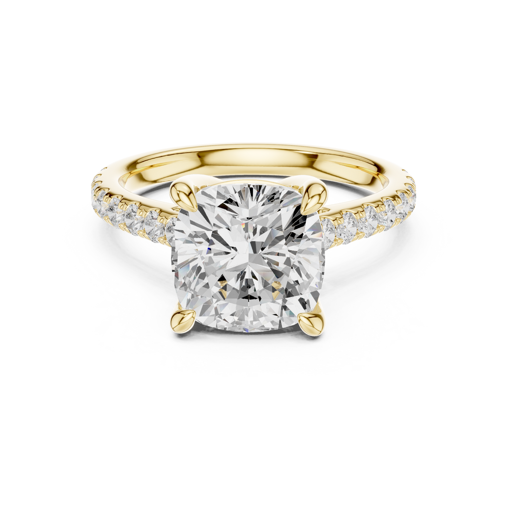 4.58 CT Cushion Cut Hidden Halo Diamond Engagement Ring