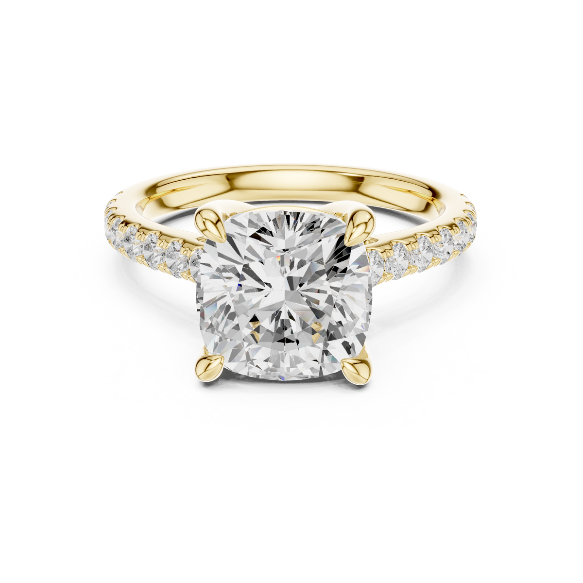 4.00 ct Cushion Cut Hidden Halo Diamond Engagement Ring – Style – view 9 of 12, lab grown diamond ring | Jewelix Atelier