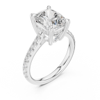 Cushion Cut Diamond Hidden Halo Cathedral Engagement Ring
