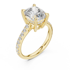 Cushion Cut Diamond Hidden Halo Cathedral Engagement Ring