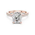 Cushion Cut Diamond Hidden Halo Cathedral Engagement Ring