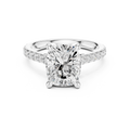 Cushion Cut Diamond Hidden Halo Cathedral Engagement Ring