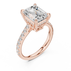 4.59 CT Emerald Cut Hidden Halo Diamond Engagement Ring