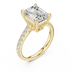 Emerald Cut Hidden Halo Diamond Engagement Ring