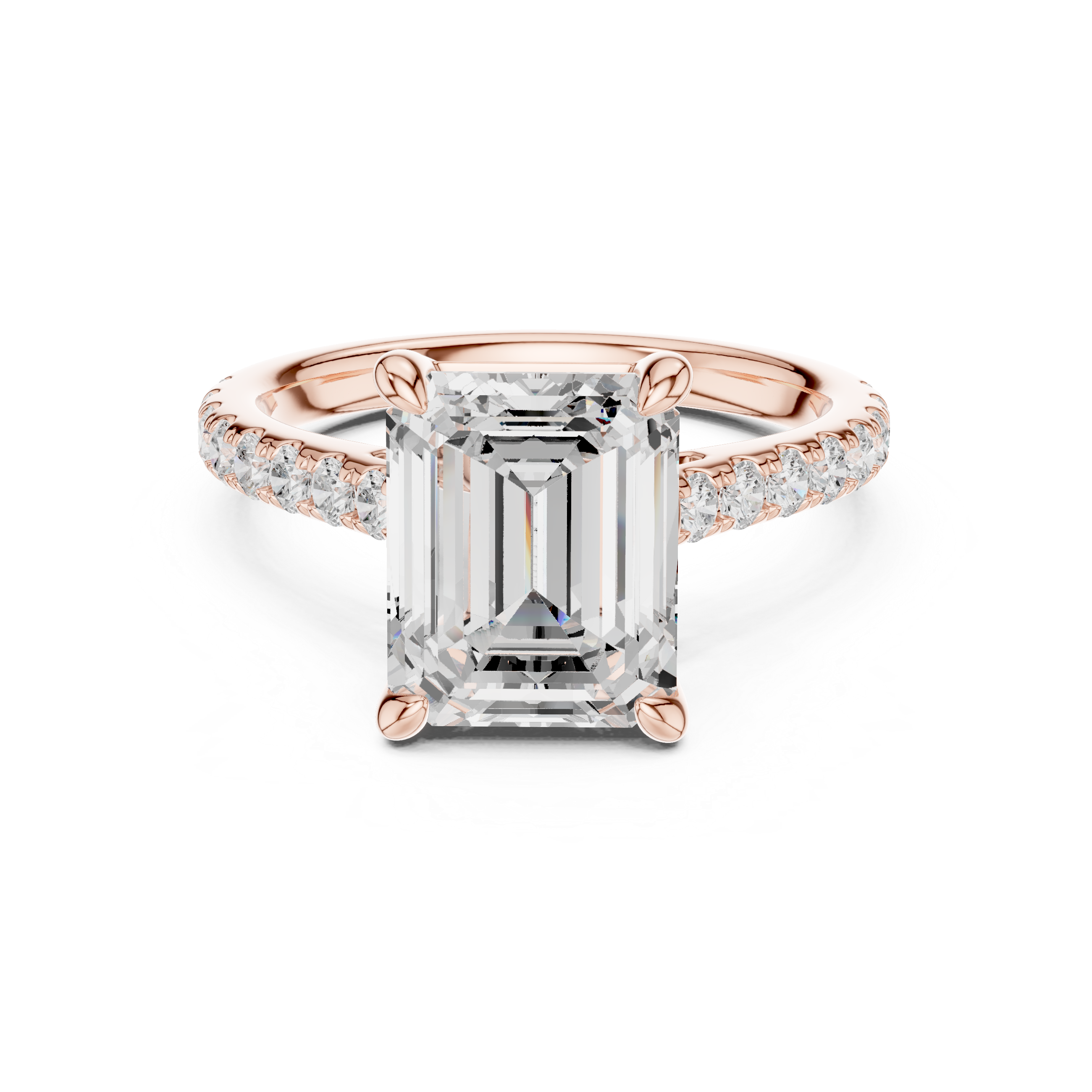 4.59 CT Emerald Cut Hidden Halo Diamond Engagement Ring