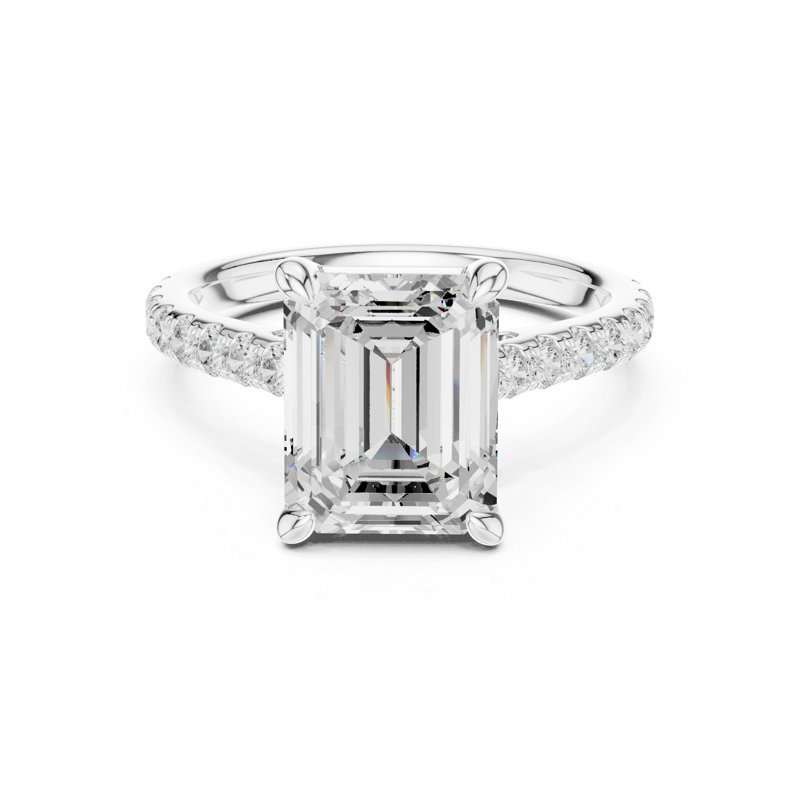 Emerald Cut Hidden Halo Diamond Engagement Ring