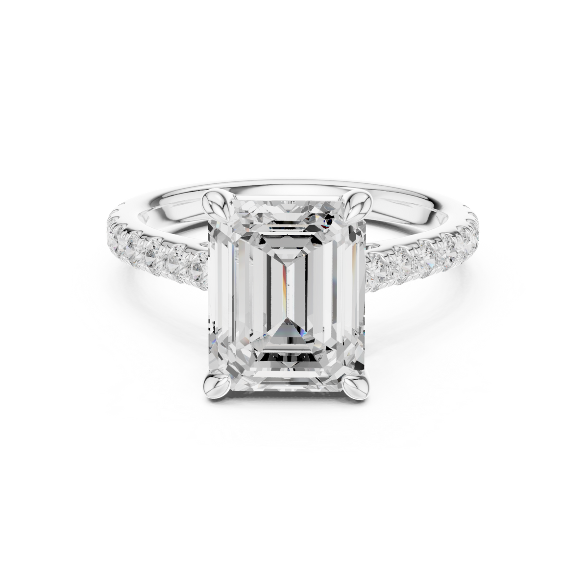 4.00 ct Emerald Cut Hidden Halo Diamond Engagement Ring – Style DDLR-250 EM-1 — Jewelix Atelier