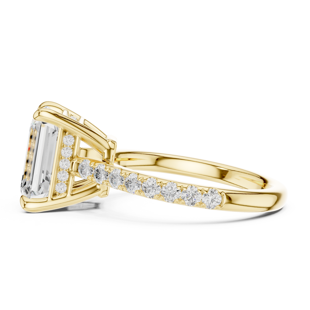 Emerald Cut Hidden Halo Diamond Engagement Ring