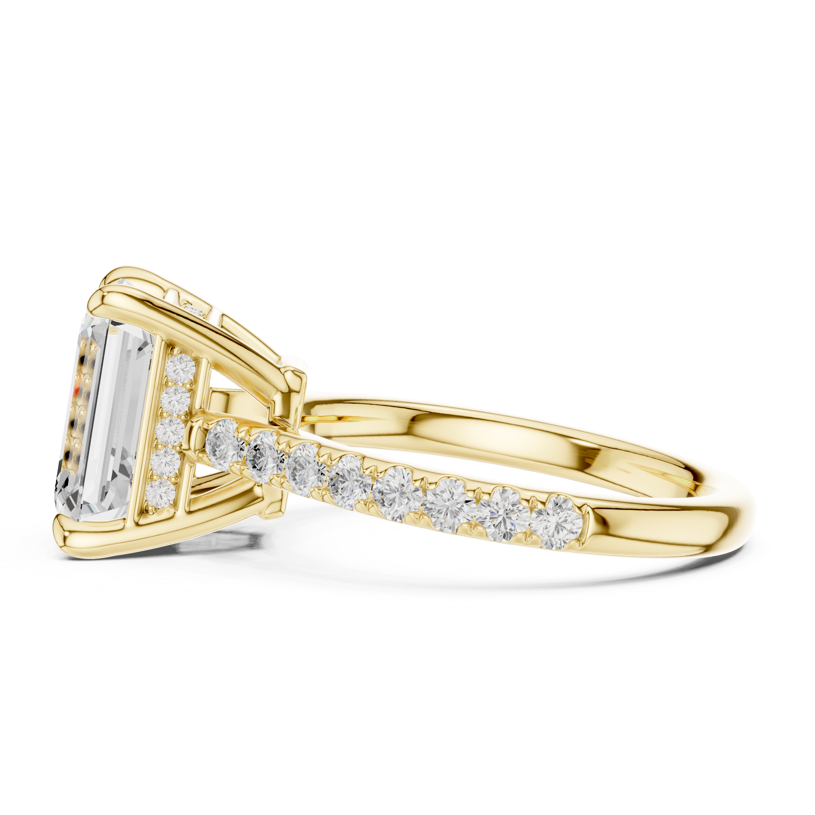 Emerald Cut Hidden Halo Diamond Engagement Ring