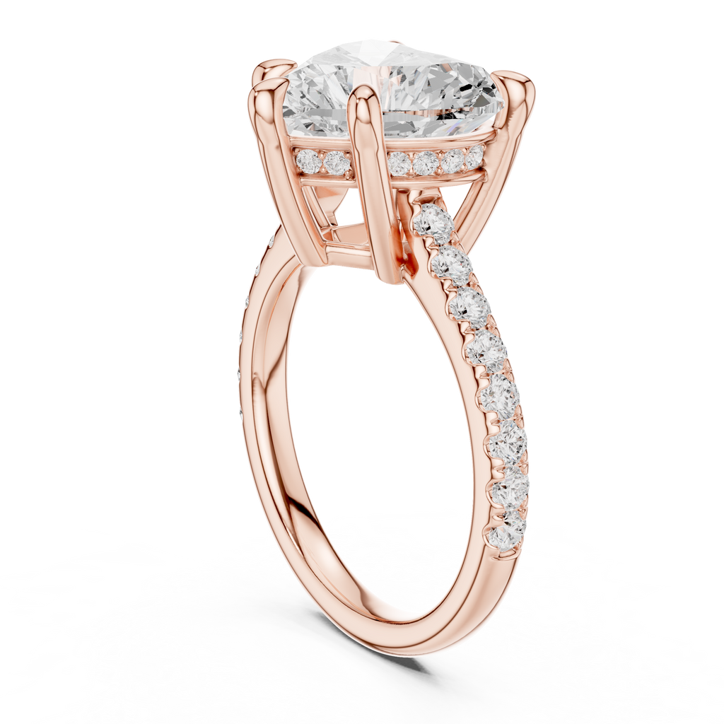 Heart Cut Hidden Halo Diamond Engagement Ring