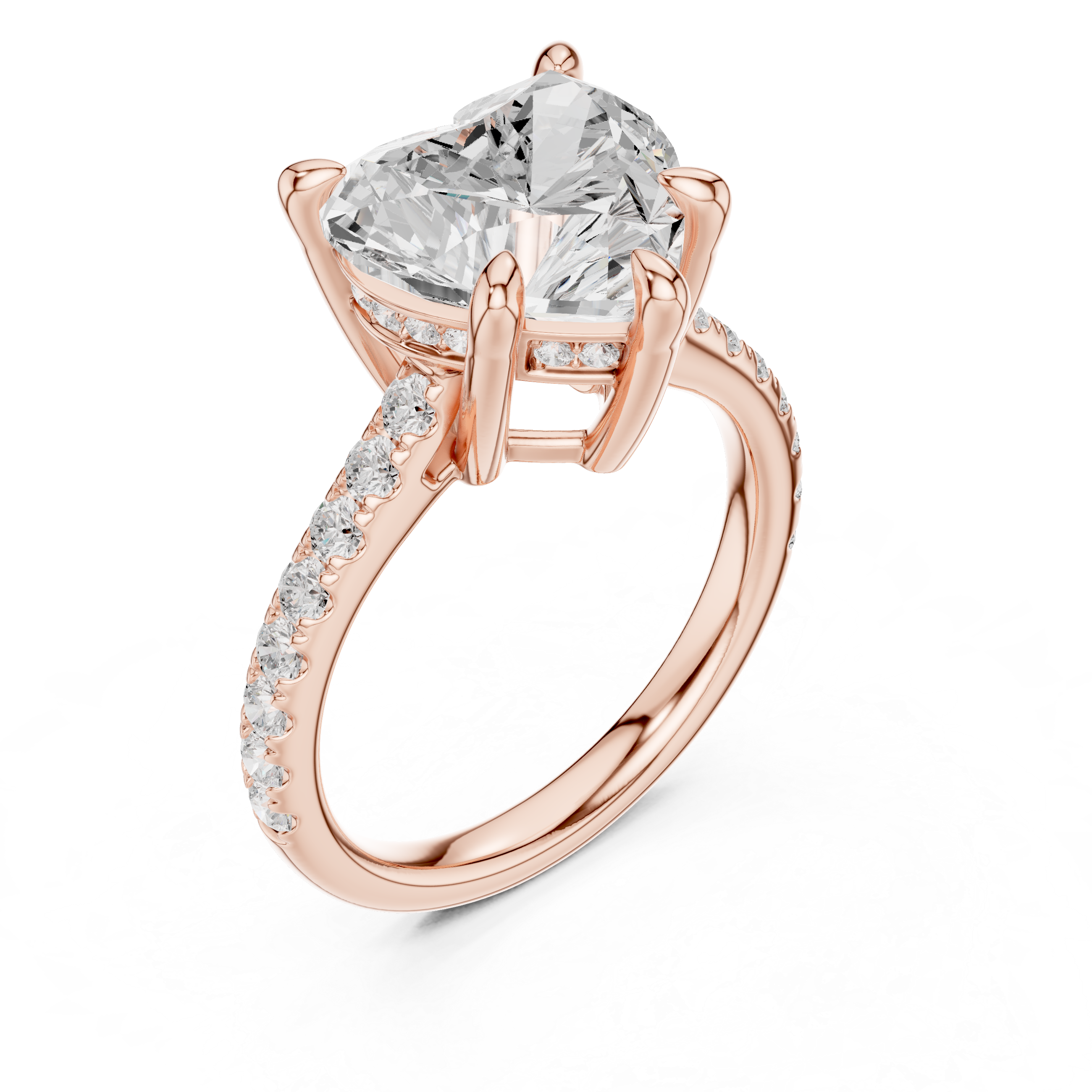 4.58 CT Heart Cut Hidden Halo Diamond Engagement Ring