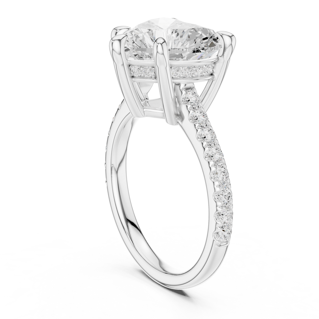 Heart Cut Hidden Halo Diamond Engagement Ring