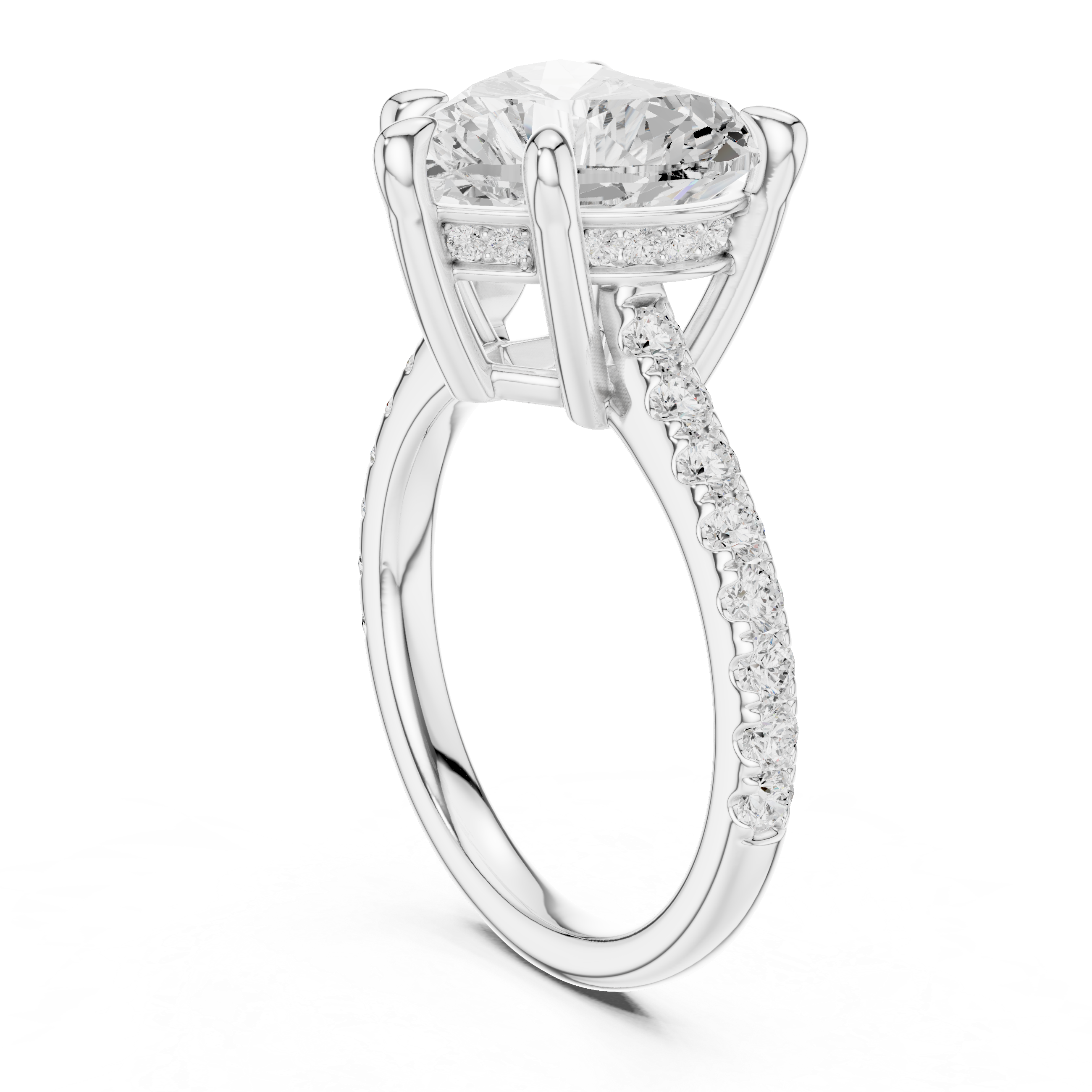 Heart Cut Hidden Halo Diamond Engagement Ring