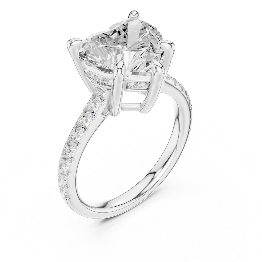 4.58 CT Heart Cut Hidden Halo Diamond Engagement Ring