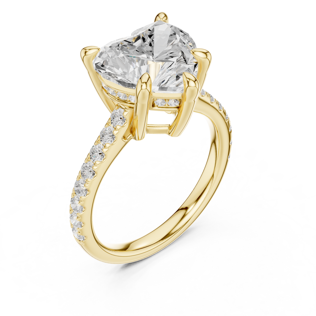 Heart Cut Hidden Halo Diamond Engagement Ring