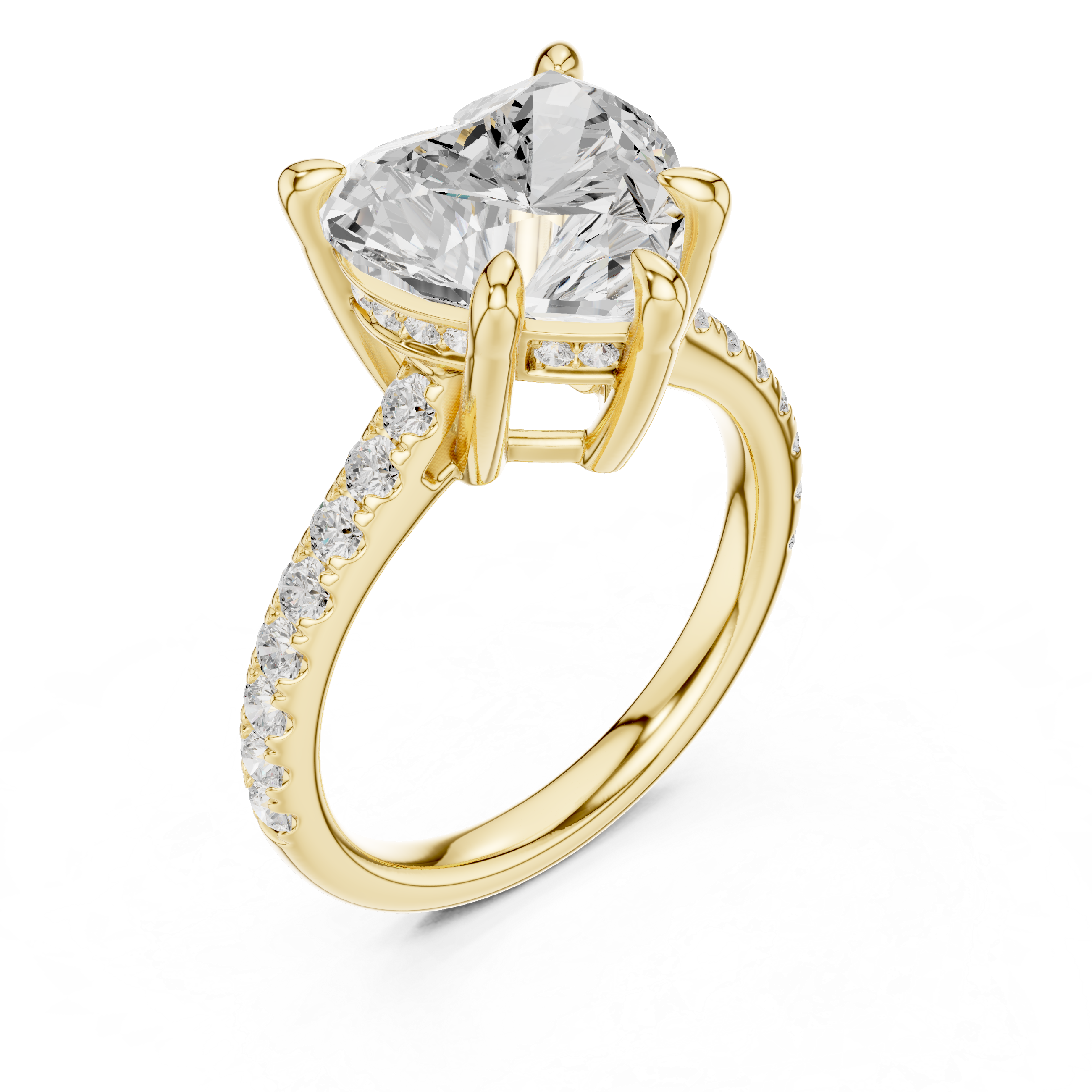Heart Cut Hidden Halo Diamond Engagement Ring