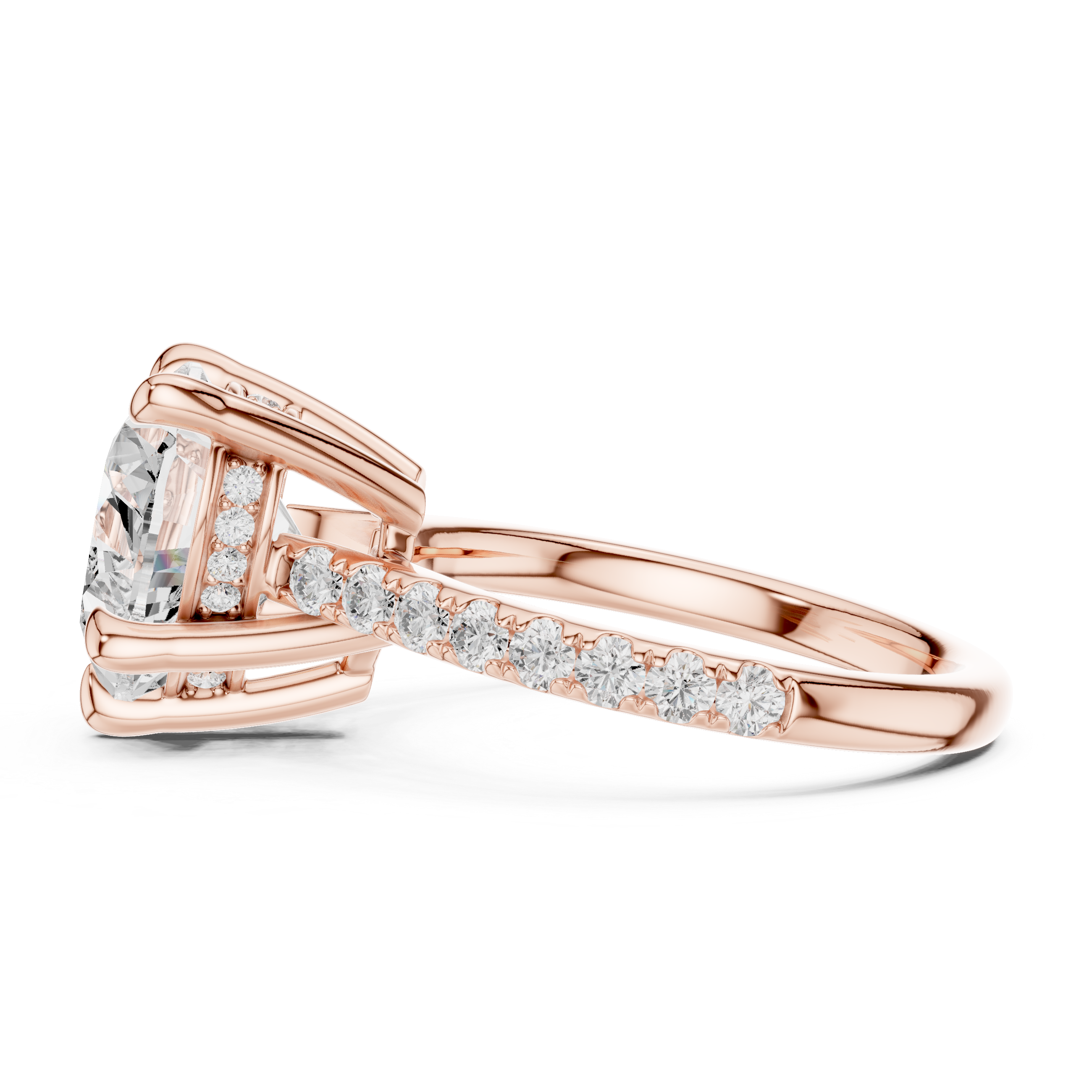 Heart Cut Hidden Halo Diamond Engagement Ring