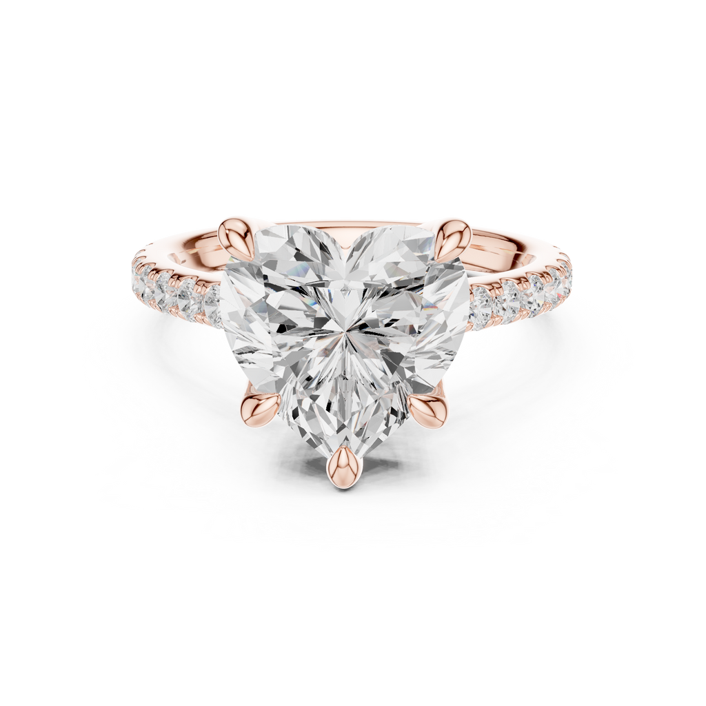 4.58 CT Heart Cut Hidden Halo Diamond Engagement Ring