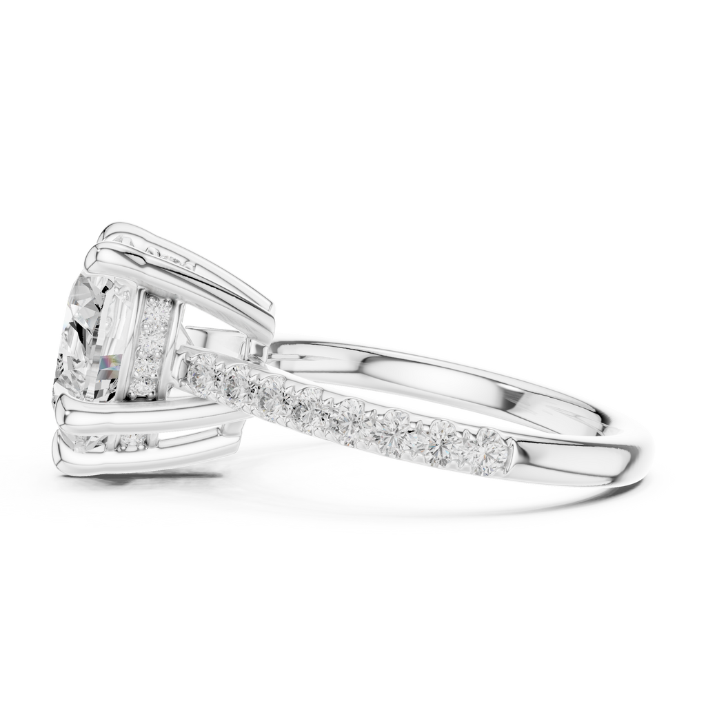 Heart Cut Hidden Halo Diamond Engagement Ring