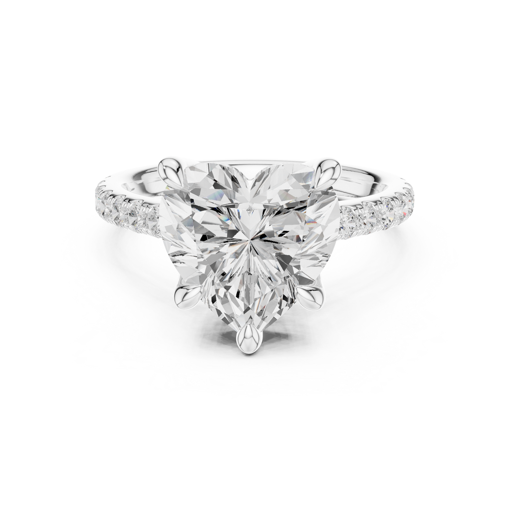4.58 CT Heart Cut Hidden Halo Diamond Engagement Ring