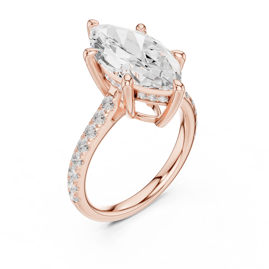 Marquise Cut Hidden Halo Pavé Engagement Ring