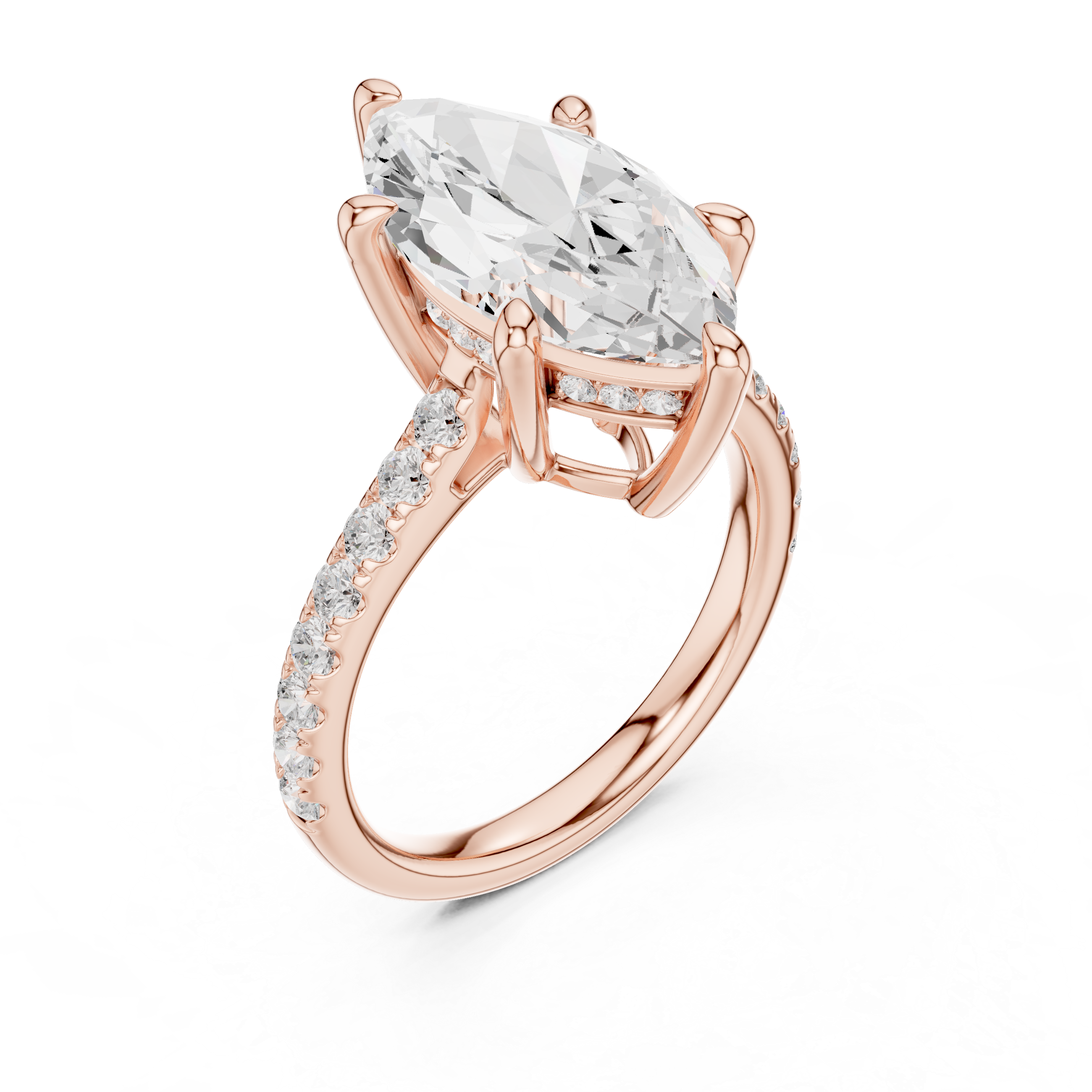 Marquise Cut Hidden Halo Pavé Engagement Ring