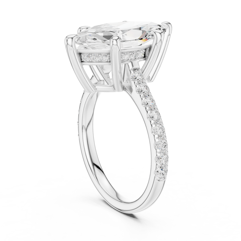 4.59 CT Marquise Cut Hidden Halo Diamond Engagement Ring