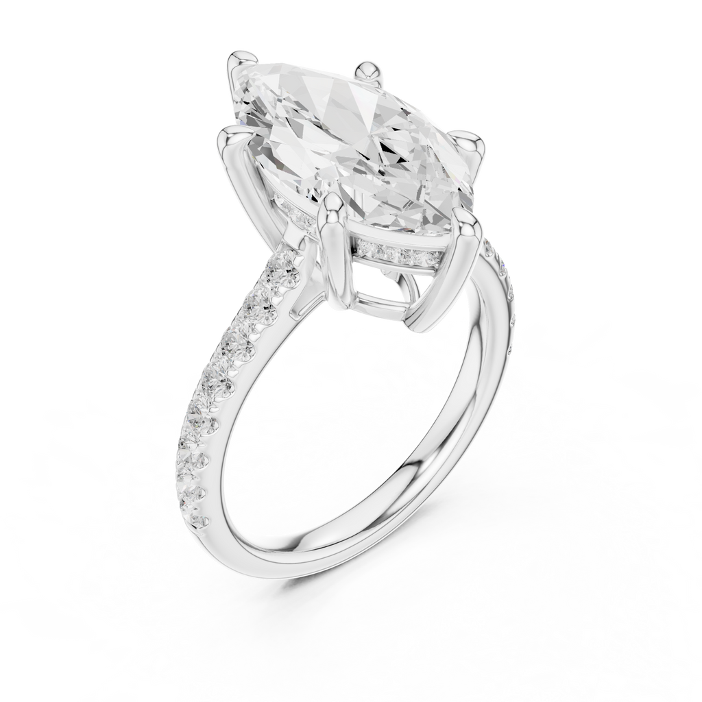 Marquise Cut Hidden Halo Pavé Engagement Ring