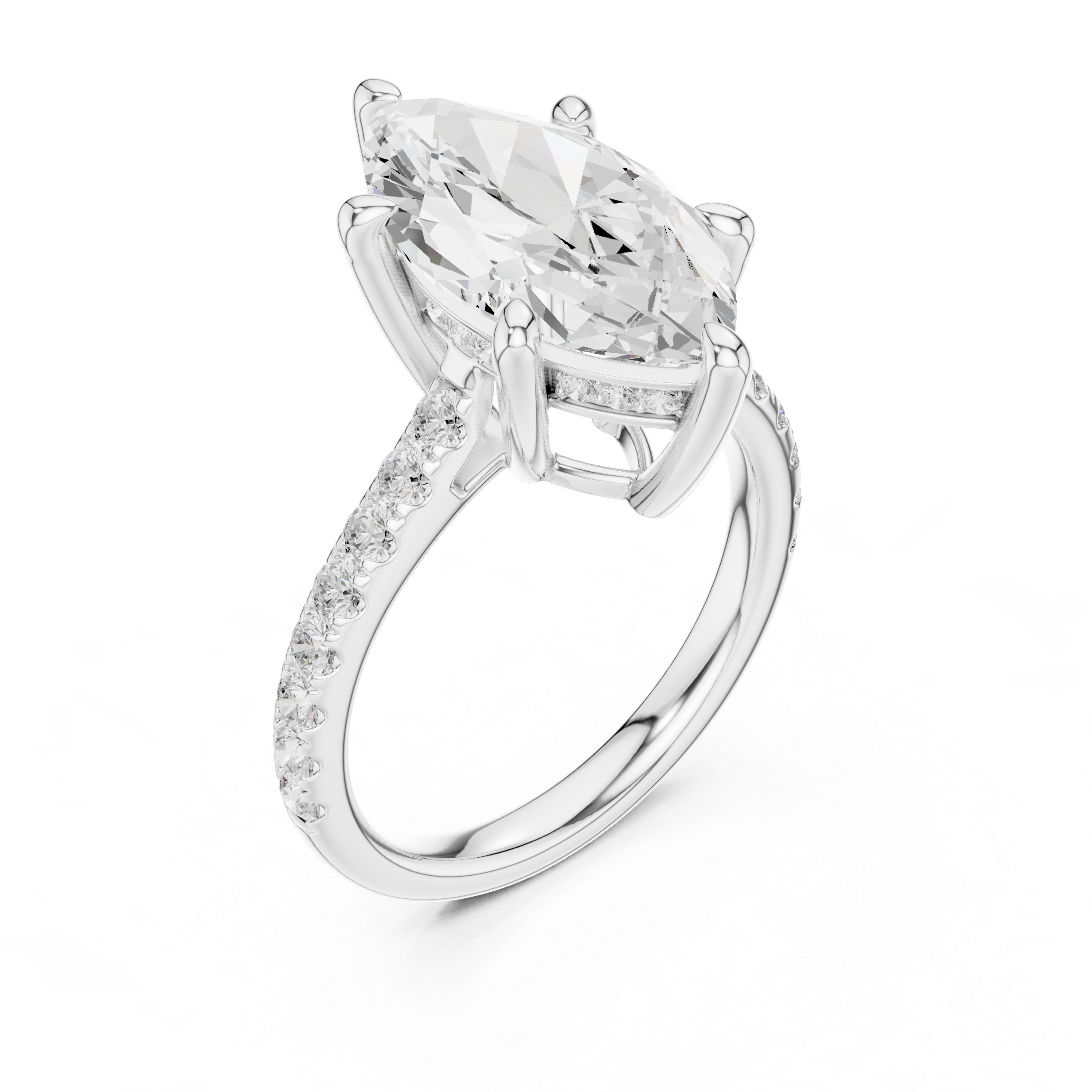Marquise Cut Hidden Halo Pavé Engagement Ring