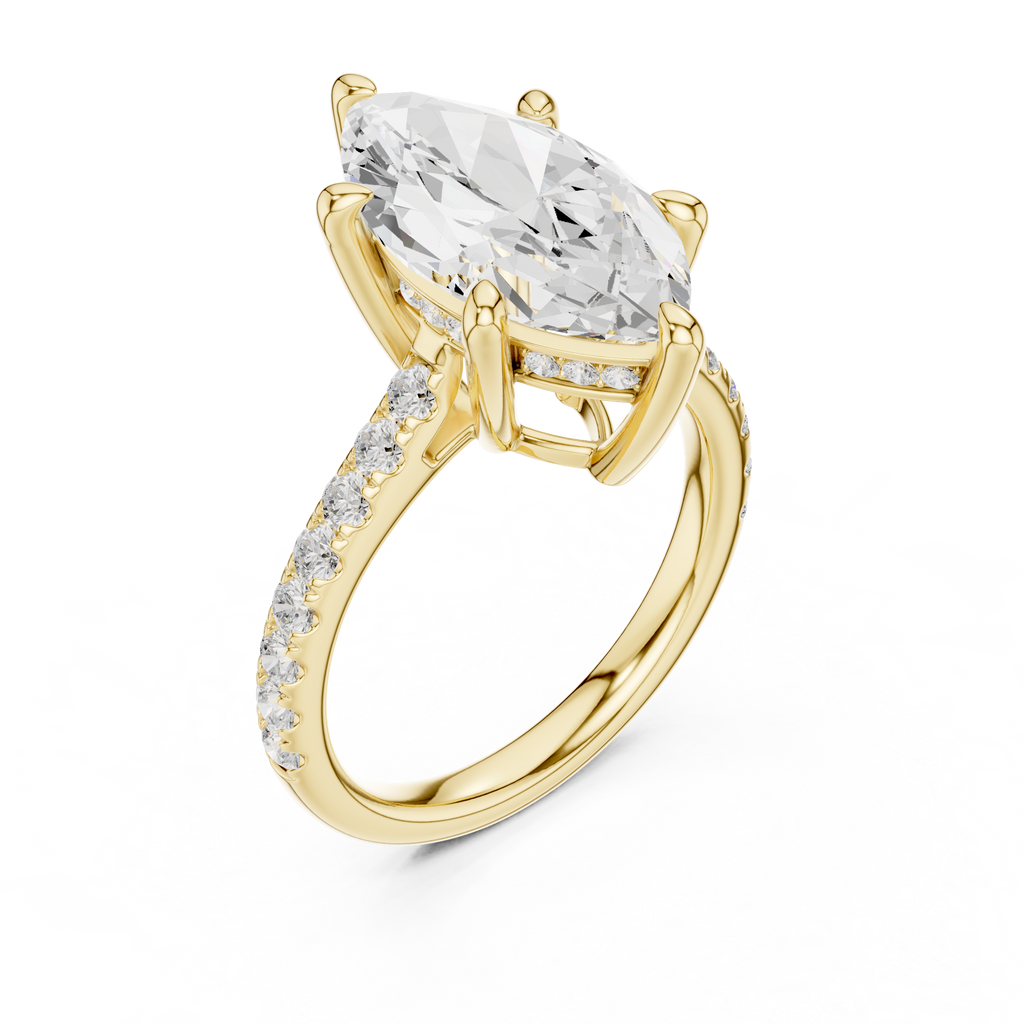 Marquise Cut Hidden Halo Pavé Engagement Ring
