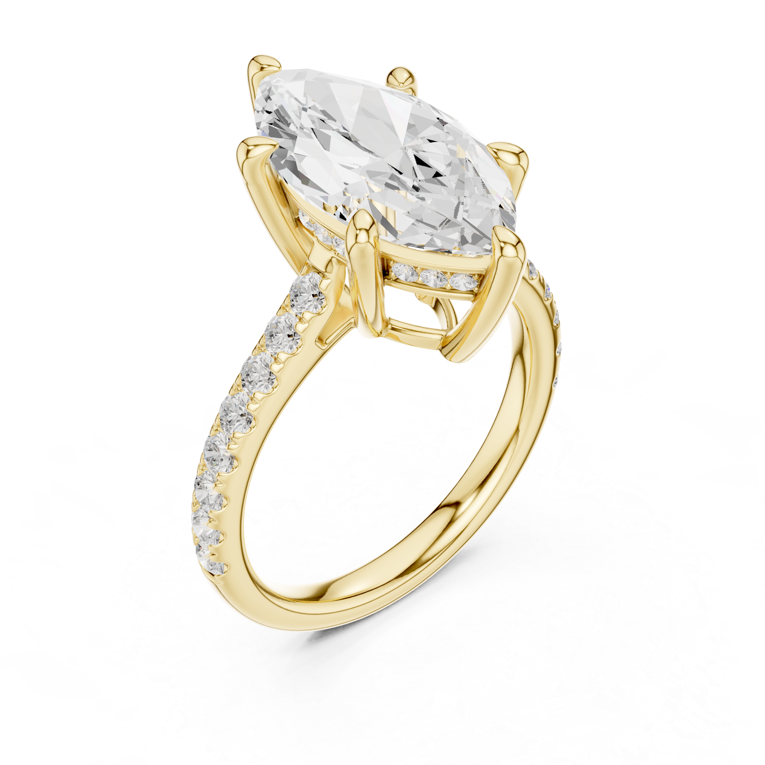 Marquise Cut Hidden Halo Pavé Engagement Ring