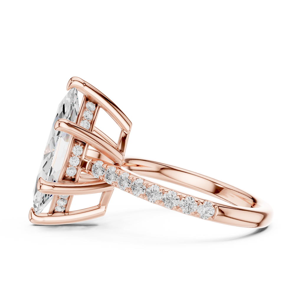 Marquise Cut Hidden Halo Pavé Engagement Ring