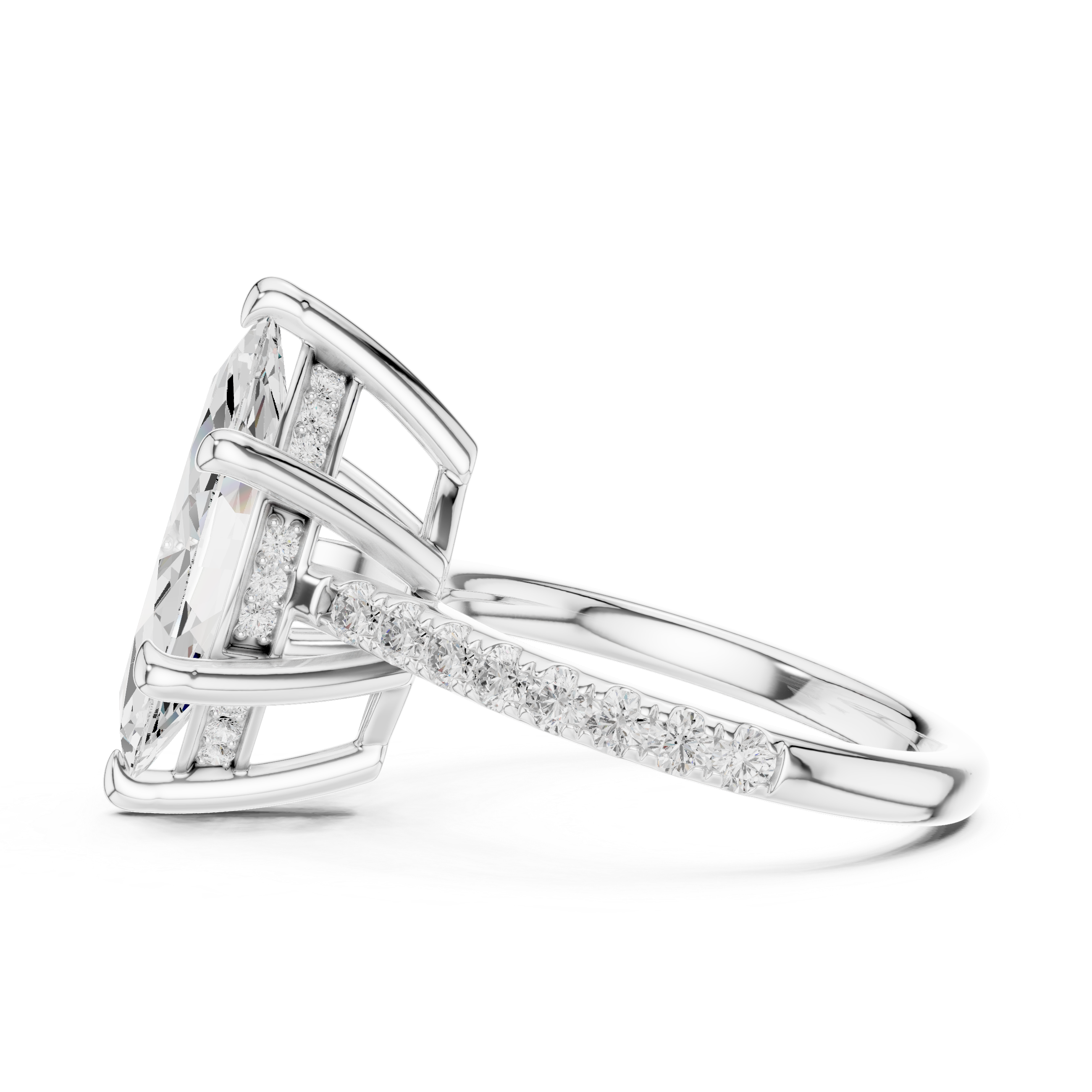 Marquise Cut Hidden Halo Pavé Engagement Ring