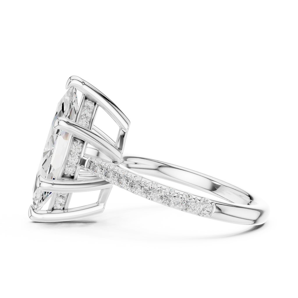 4.59 CT Marquise Cut Hidden Halo Diamond Engagement Ring