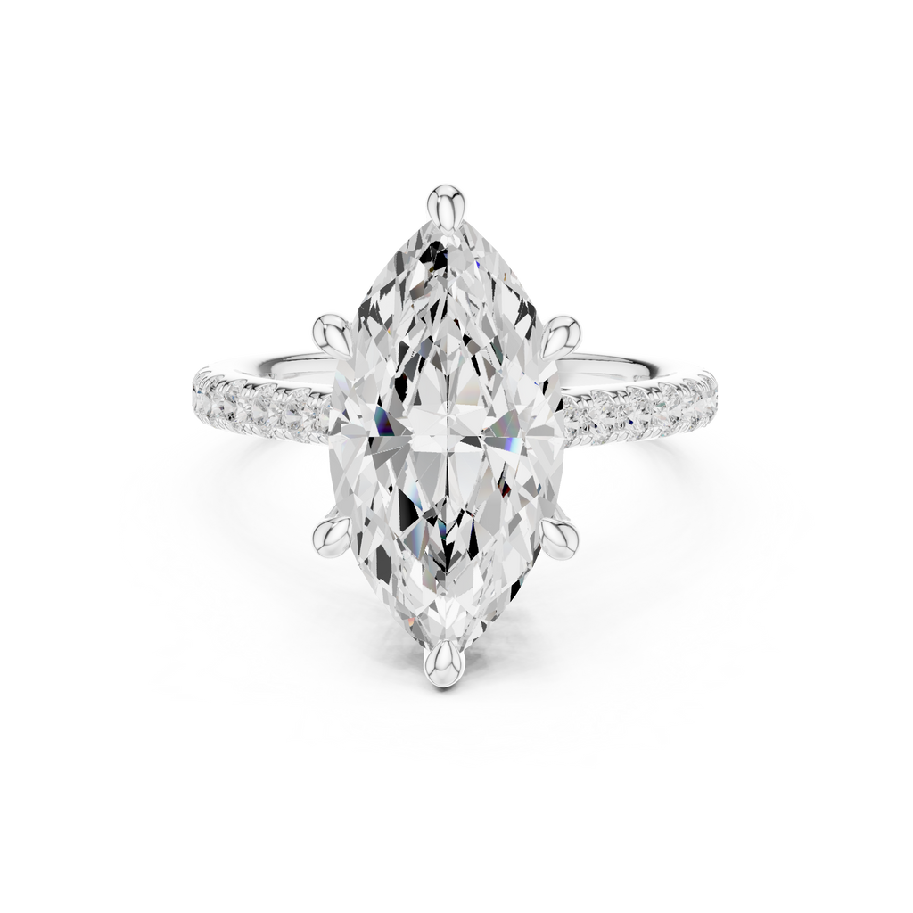 Marquise Cut Hidden Halo Pavé Engagement Ring