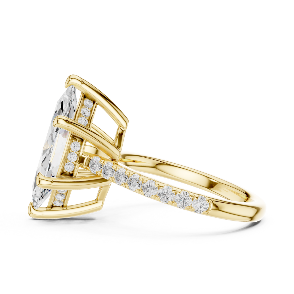 Marquise Cut Hidden Halo Pavé Engagement Ring