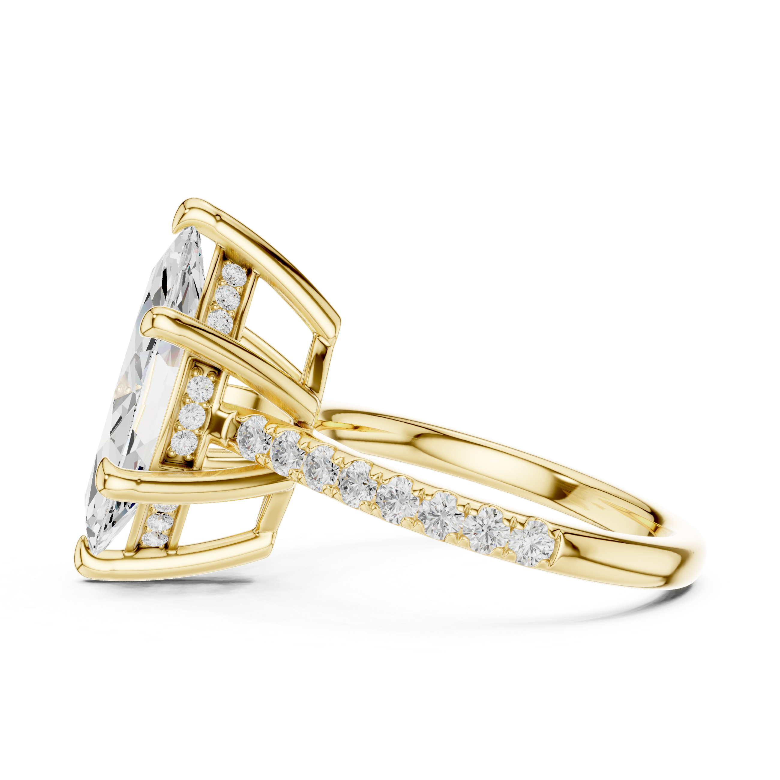 Marquise Cut Hidden Halo Pavé Engagement Ring