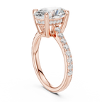 Oval Cut Diamond Cathedral Engagement Ring with Hidden Halo