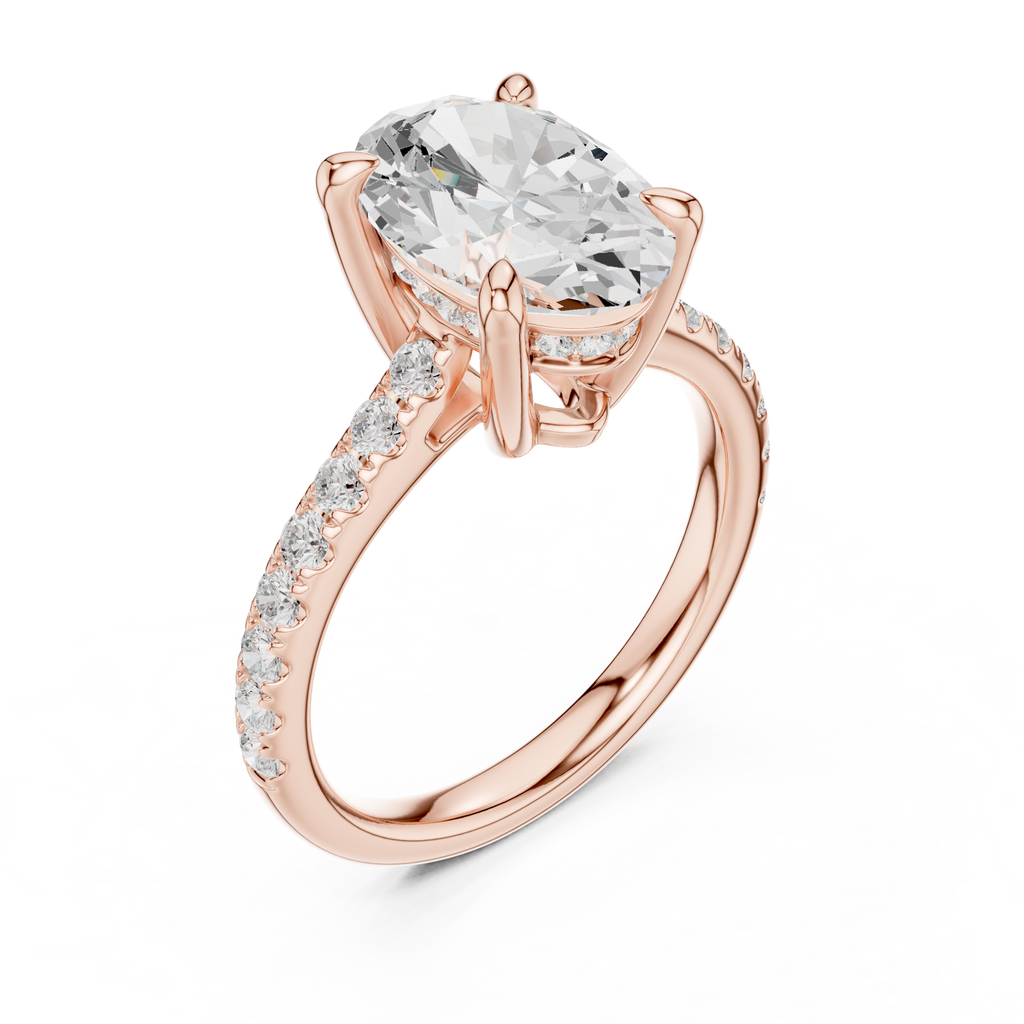 4.58 CT Oval Cut Hidden Halo Diamond Engagement Ring