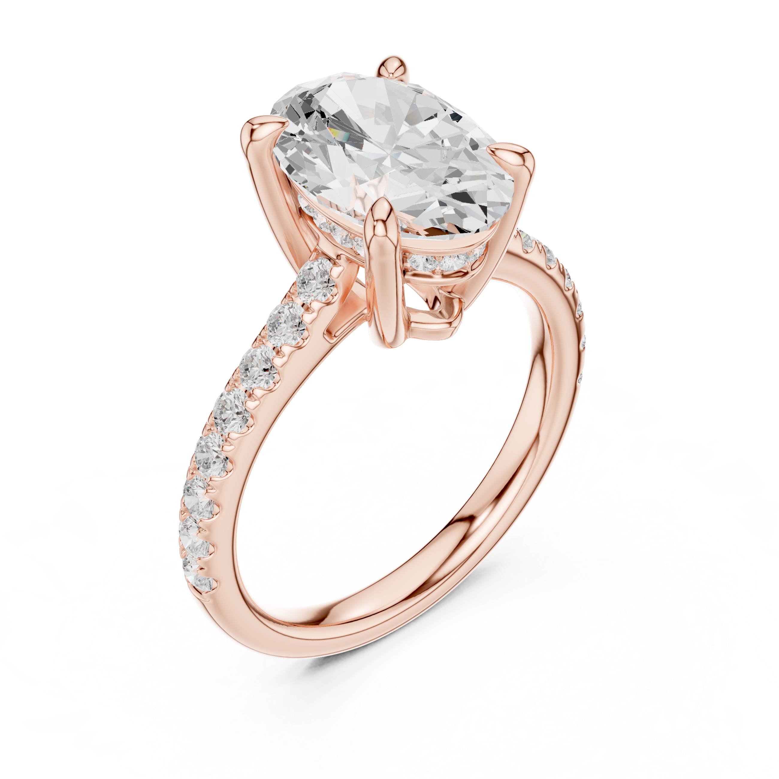 4.58 CT Oval Cut Hidden Halo Diamond Engagement Ring
