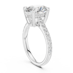 Oval Cut Diamond Cathedral Engagement Ring with Hidden Halo
